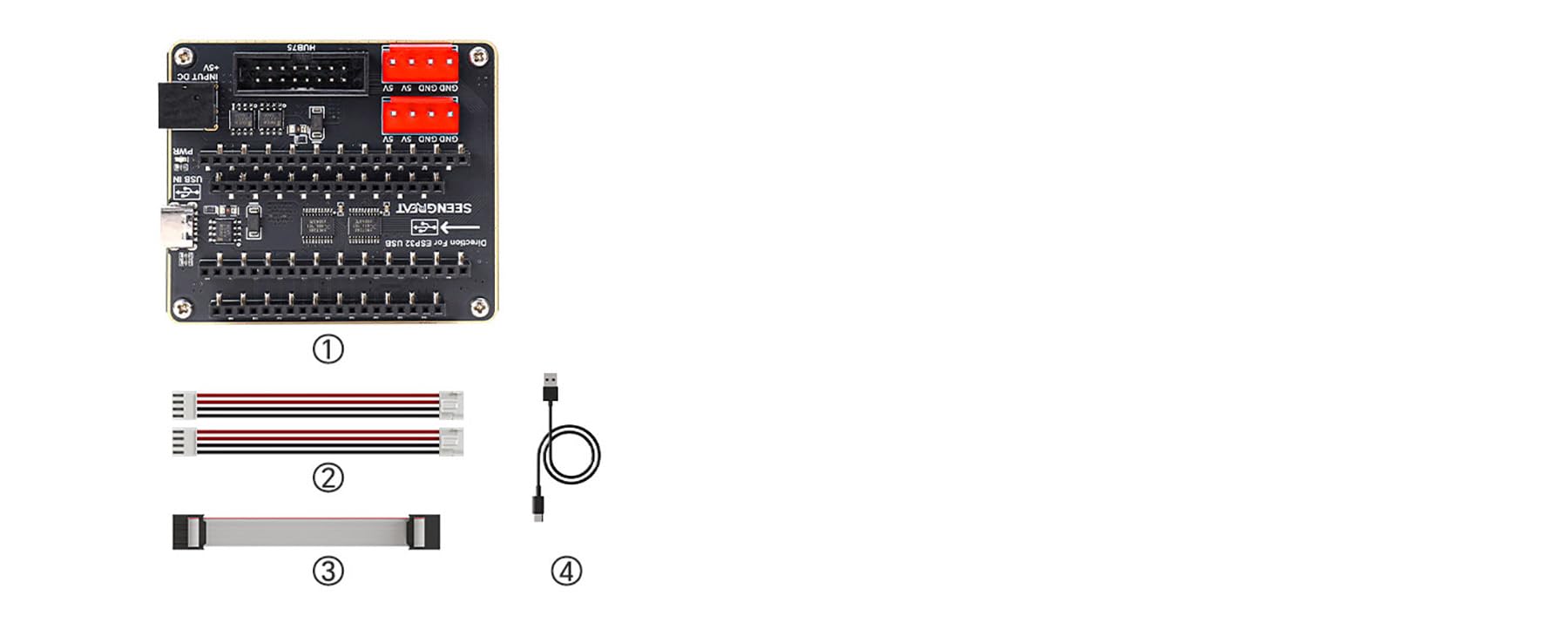Karta adaptera matrix RGB (E), zaprojektowana dla ESP32-S3 DevKitC-1 i ESP32-DevKitC V4, interfejs HUB75, Dual Power Input USB-C/DC, kompatybilna z panelem LED RGB