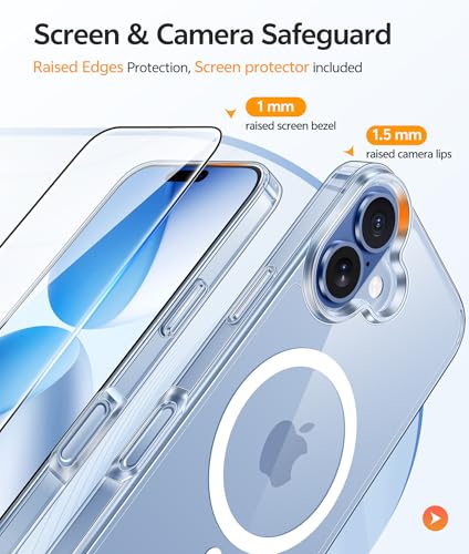 Image of FNTCASE for iPhone 17 Case: [Compatible with Magsafe] [Screen Protector] Anti Yellowing Transparent Clear Magnetic Phone Cover - Military Grade Shockproof Drop Proof Protective Cases - Clear