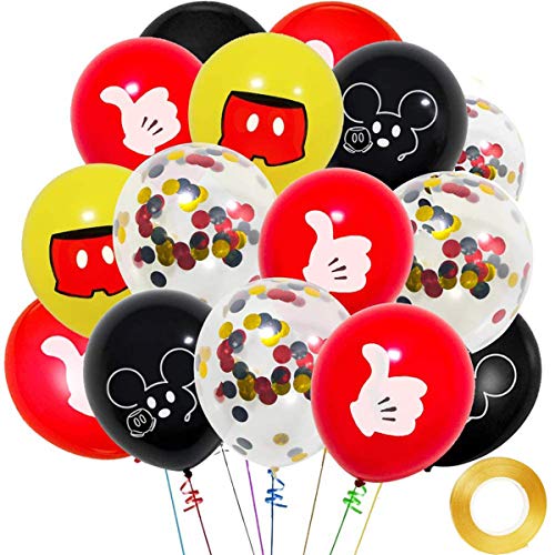 Palloncini da riempire con elio, per feste del primo compleanno, matrimonio, Natale, feste per bambini, nero, rosso, giallo (45 pezzi)