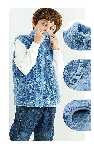 Girls Boys Zippered Vest Warm Soft Fleece Outerwear Jacket with Pockets 3-12 Years4