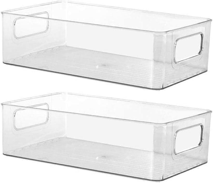 2Pcs Refrigerator Pantry Storage Organizer Bin Stackable