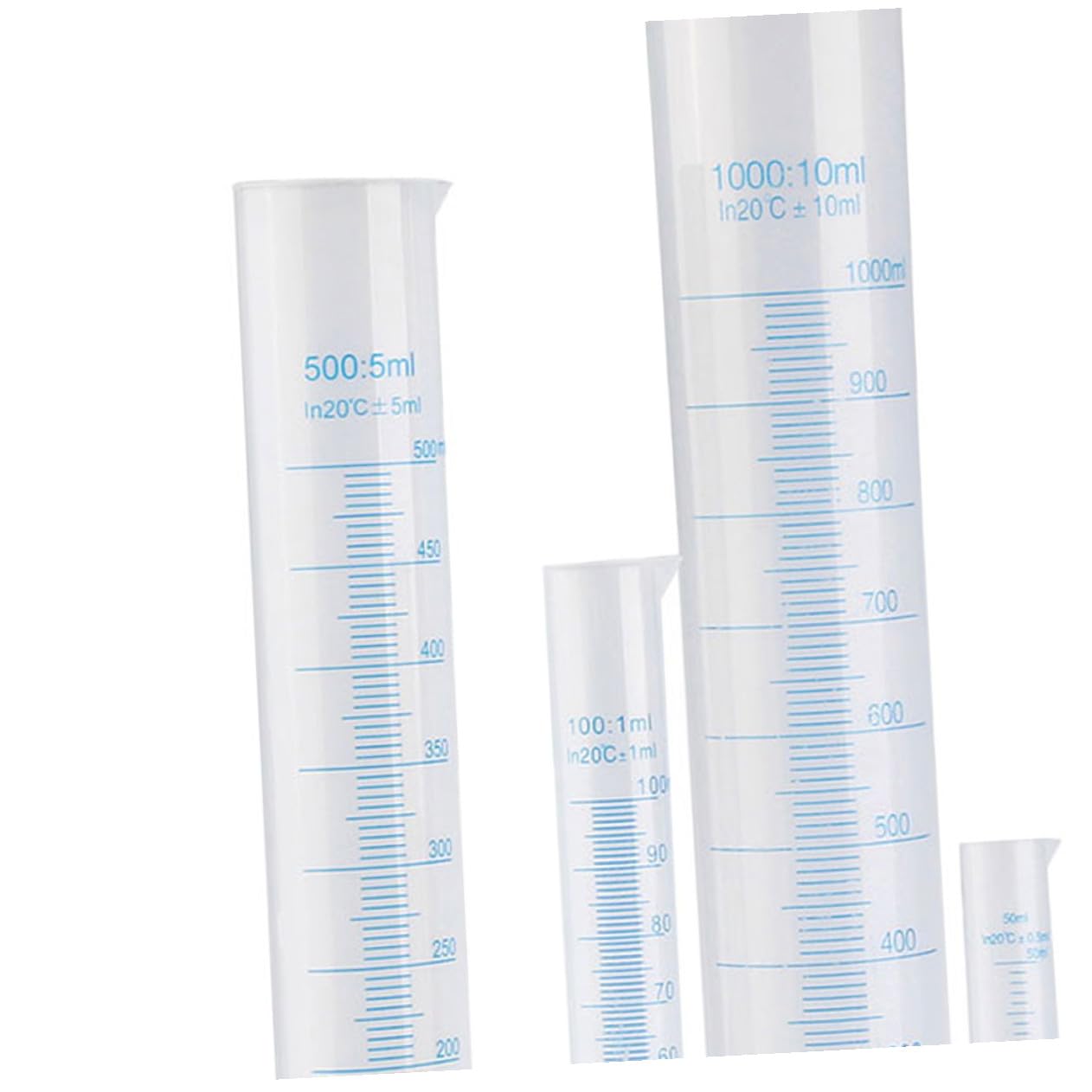 Beavorty Cylindre Gradué en Plastique Transparent avec Base Stable Ensemble De 50Ml À 1000Ml pour Mesure Précise en Laboratoire Et Usage Scientifique
