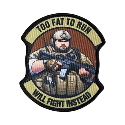 Too fat to run patches klett lustig taktische patches hook and loop aufnäher patch zum aufbügeln applique for diy kleidung rucksäcke gear hat backpack jackets