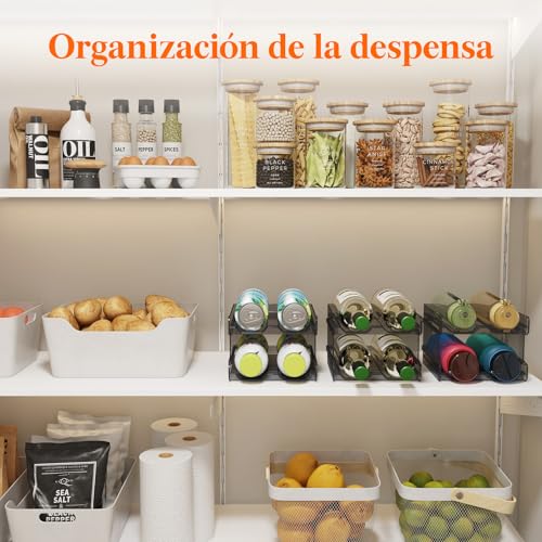 Lifewit Botellero apilable de plástico para Nevera, Armario, encimera, Soporte para Botellas de Vino, Organizador de Botellas de Agua para Nevera, despensa, Capacidad para 8 Botellas, Negro - imagen 8