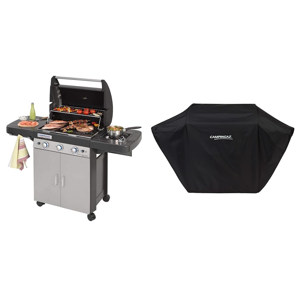 Campingaz 3 Series Classic LS Plus Barbacoa a Gas con 3 quemadores de acero inoxidable y un asador & BBQ ACCY Cover Funda para Barbacoa L, Resistente al Agua y a la Intemperie