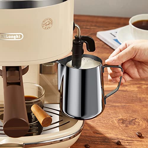 Newaner 600 ml melkkannetje om melk op te schuimen, 304 roestvrij staal, melkkan met meting Mark 12 oz voor barista, melk pitcher voor cappuccino, espresso, latte art, perfect voor koffieliefjes, zilver - Image 5