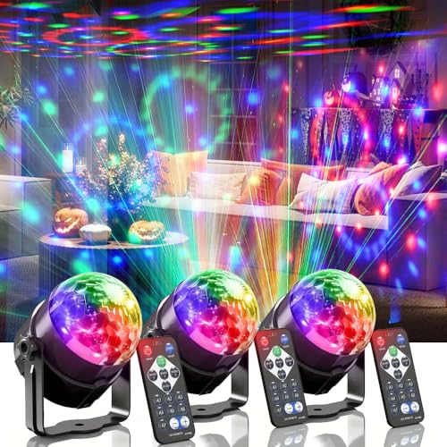 Conjunto de luzes de discoteca para festa de 3 peças, bola de discoteca de material ABS, com controlo remoto, luz estroboscópica de DJ, adequado para casamentos/karaoke KTV/festas de aniversário