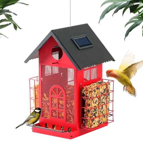 Topruifeng Solar Metal Bird Feeder,Wild Bird Feeder House For Cardinals cover