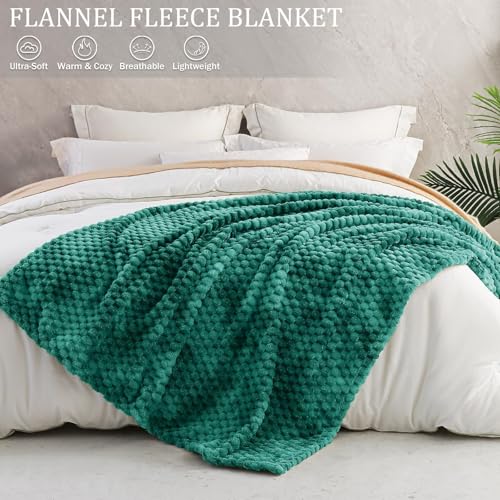 Image of Exclusivo Mezcla Fleece Queen Blanket for Bed, Extra Large Fuzzy Tie-dye Teal Bed Blankets, Soft Cozy Plush Sofa Throws for All Seasons, 90x90 Inches