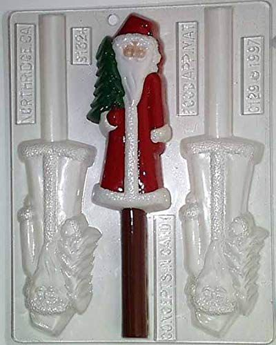 Elongated Old-Fashioned Santa Clause Holding a Small Christmas Tree (Use 8" pretzel rod) Pretzel Rod Chocolate Candy Mold C129