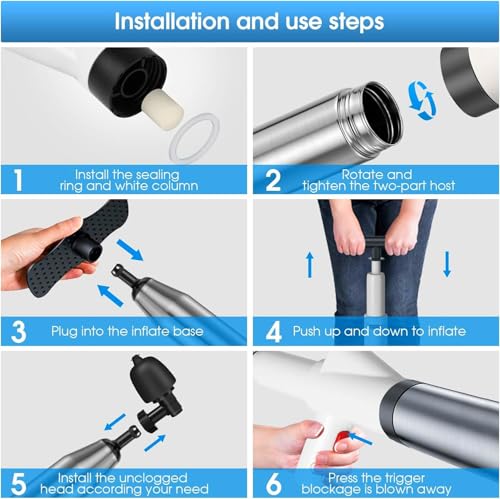 Image of Toilet Plunger,Drain Clog Remover Tools,High-Pressure Air Drain Blaster Gun with Real-Time Barometer,Plumbing Tools,Snake Drain Clog Remover,Plungers for Toilet Bathroom,Sink,Floor,Kitchen Clogged