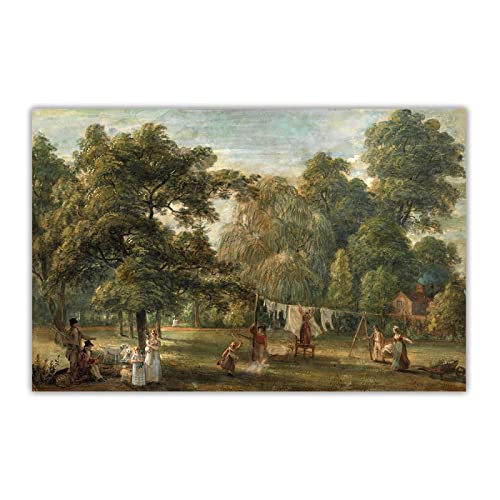 ZXMDP Paul Sandby Le jardin de la maison de Thomas Sandby à Englefield Green près de Windsor Célèbre Tableaux imprimée sur toile. Tableau sur toile 40x60cm sans cadre