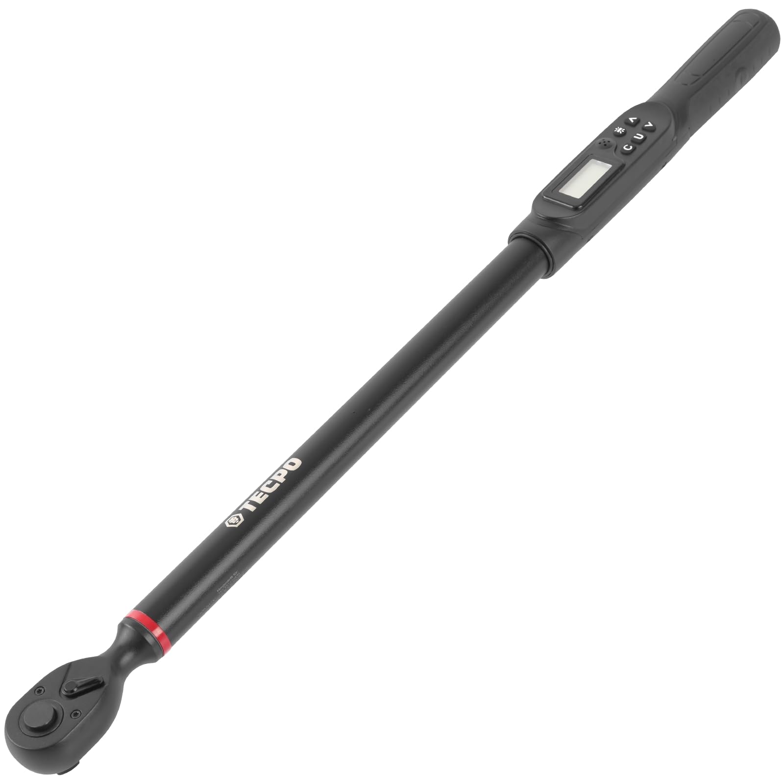 TECPO Cyfrowy klucz dynamometryczny 1/2" cala napęd 17-340 Nm 72 zęby z kluczem nasadowym wkład ochronny SW 17mm i 19mm
