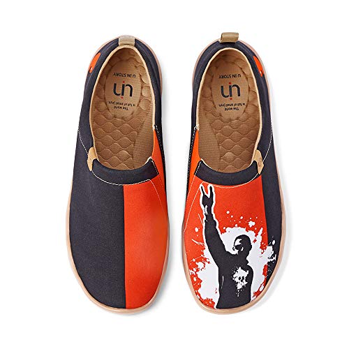 UIN Men's Lightweight Slip Ons Sneakers Walking Flats Casual Art Painted Travel Shoes Rust in Peace
