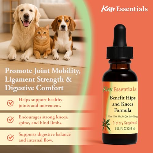 Image of Kan Herb Company Benefit Hips and Knees Formula - Traditional Chinese Herbal Blend for Dogs and Cats to Support Joint Comfort, Mobility, & Digestive Balance, Liquid Herbal Supplement for Pets, 1 fl oz
