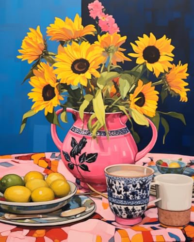 Peinture par numéros adultes tournesols kit peinture acrylique toile fleurs