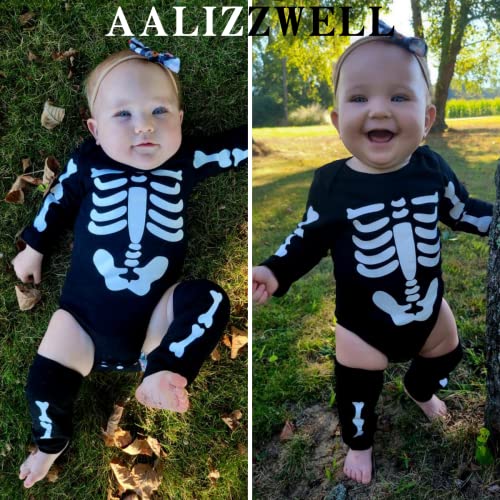 Aalizzwell Newborn Baby Boys Girls Halloween Outfit Bodysuit with Leg Warmers2