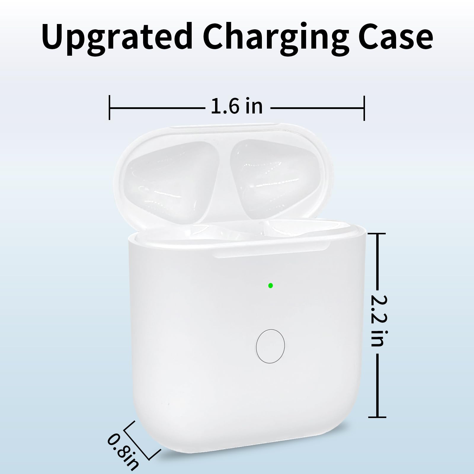 Wireless Charging Case Replacement for air pods 1st & 2nd Gen, Air pods Charger Case Replacement with Bluetooth Pairing Sync Button and Built-in 450 mAh, No Earbud