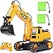DOUBLE  E Remote Control Excavator Toys Fully Functional Construction Tractor, Rechargeable Rc Excavator 1:20 RC Excavator Truck with Lights & Sounds 2.4Ghz Transmitter, White