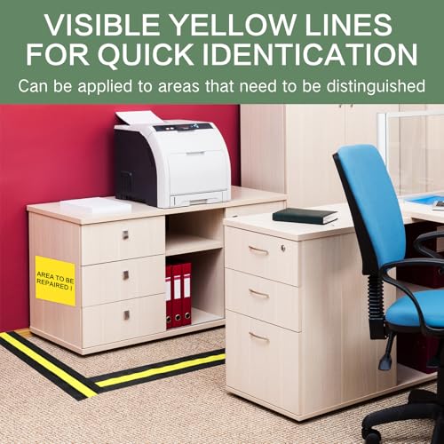 Image of WILLBOND Carpet Cord Cover Cable Protector Floor Cover Cable Protector Management Only for Commercial Office Carpet(9.84 ft,Black and Yellow)