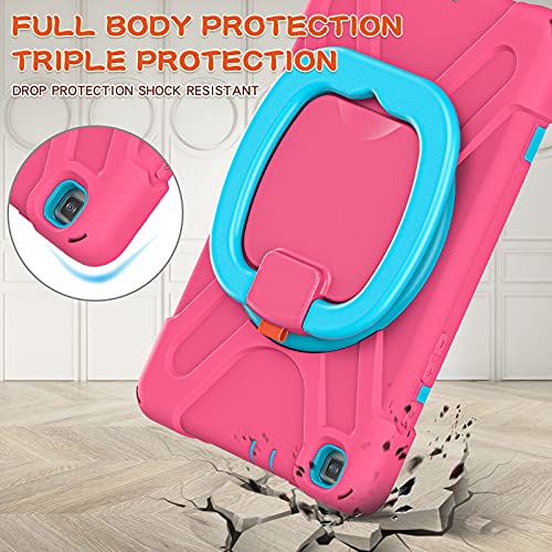 Kiq Ring Series For Samsung Galaxy Tab A Case 8 Inch, Heavy Duty Kid Proof Shockproof Protection Cover With Kickstand/Handle For Galaxy Tab A 8.0 2019 Model Sm-T290 / Sm-T295 (Pink/Light Blue) #TOP3