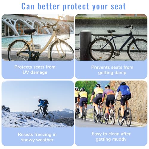 2 Piezas Funda Impermeable para Asiento de Bicicleta, Cubierta Negra con Cordon para Varias Bicicletas y E-Bikes miniatura 6