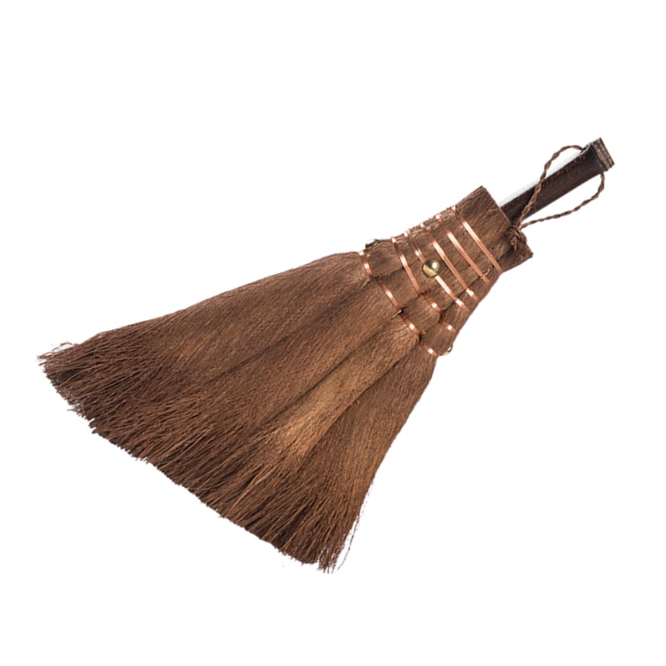 FRCOLOR Desktop Cleaning Set Mini Broom Natural Brown Hair Bristles for Home Office