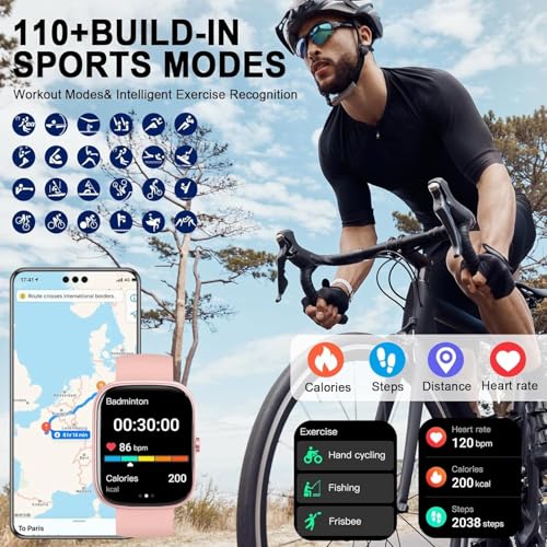 Image of Smart Watch 2026 NEW 1.91 inch Smartwatch for Men Women(Answer /Make Call),Fitness Watch with 110+ Sport Modes, Reloj Inteligente with Sleep Monitor /Heart Rate /Step /Calories /IP68,for Android iOS, Gold Pink