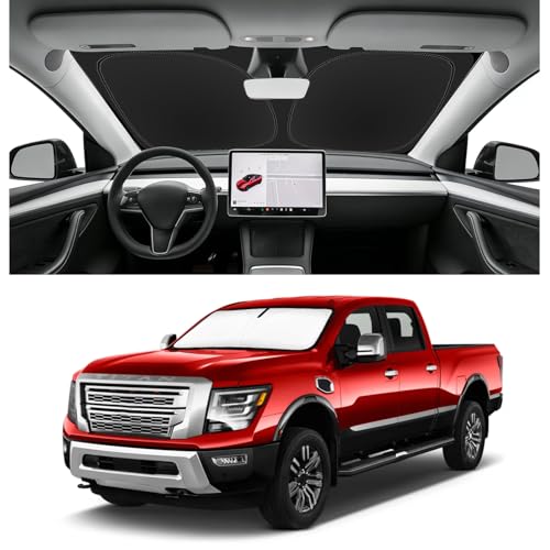 SLOGENTO Custom Fit Windshield Sun Shade for Nissan Titan 2020-2025, Foldable Car Sunshade...
