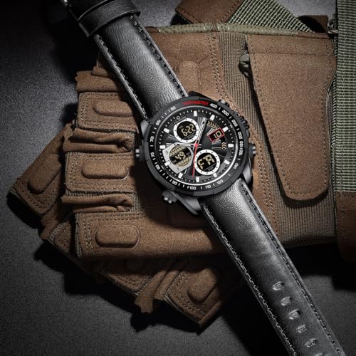 Image of Carlington Nitro Analog-Digital Men's Premium Leather Strap Wrist Watch | Quartz Movement | Water & Shock Resistant Watch for Men | Casual & Formal Wear - CT 9197