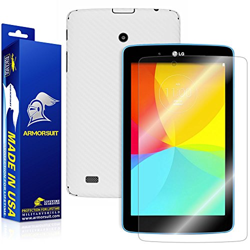 ArmorSuit MilitaryShield White Carbon Fiber Skin Wrap Film + HD Clear Screen Protector for LG G Pad 7.0 - Anti-Bubble Film