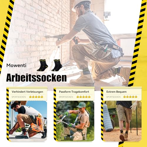 Mowenti Calze Uomo Calzini Termici Invernali Spugna Calzettoni Termiche Lunghe Lavoro Work Lunghi Cotone Socks Nero 43-46 10 Paia - 7