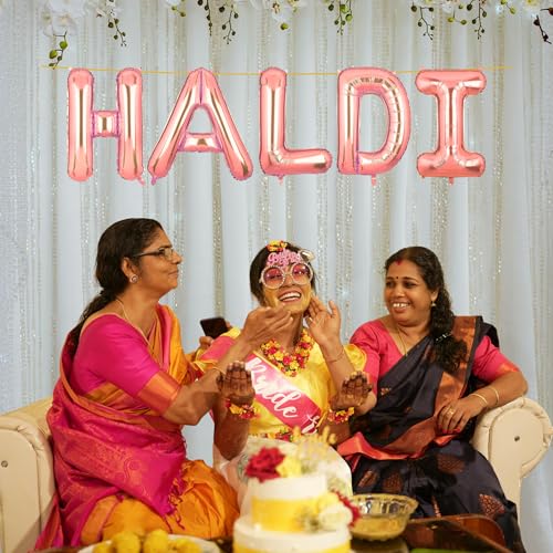 Image of Haldi Banner Rose Gold for Wedding Home Boys Girls Men Women Foil Balloon Decoration Decor Celebration Rose Golden