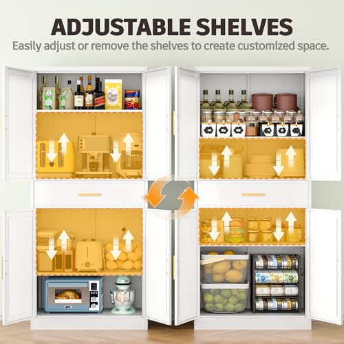 Image of 71 inch Metal Storage Cabinet with 1 Drawer, 2 Adjustable Shelves