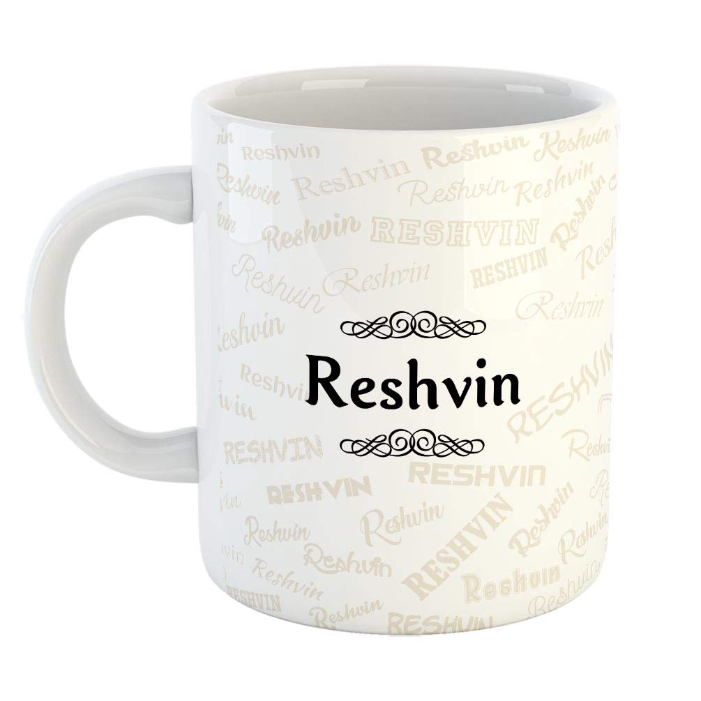 FurnishFantasy Ceramic Coffee Mug - Best Personalised Gift for Happy Birthday, Color - White, Name - Reshvin