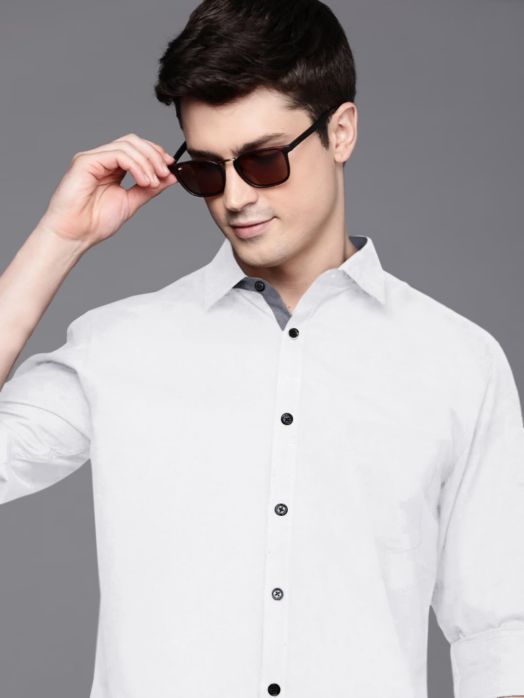 Pinkmint Camicia formale da uomo in misto cotone, casual, a maniche lunghe, tinta unita, camicia formale da uomo (confezione da 1)