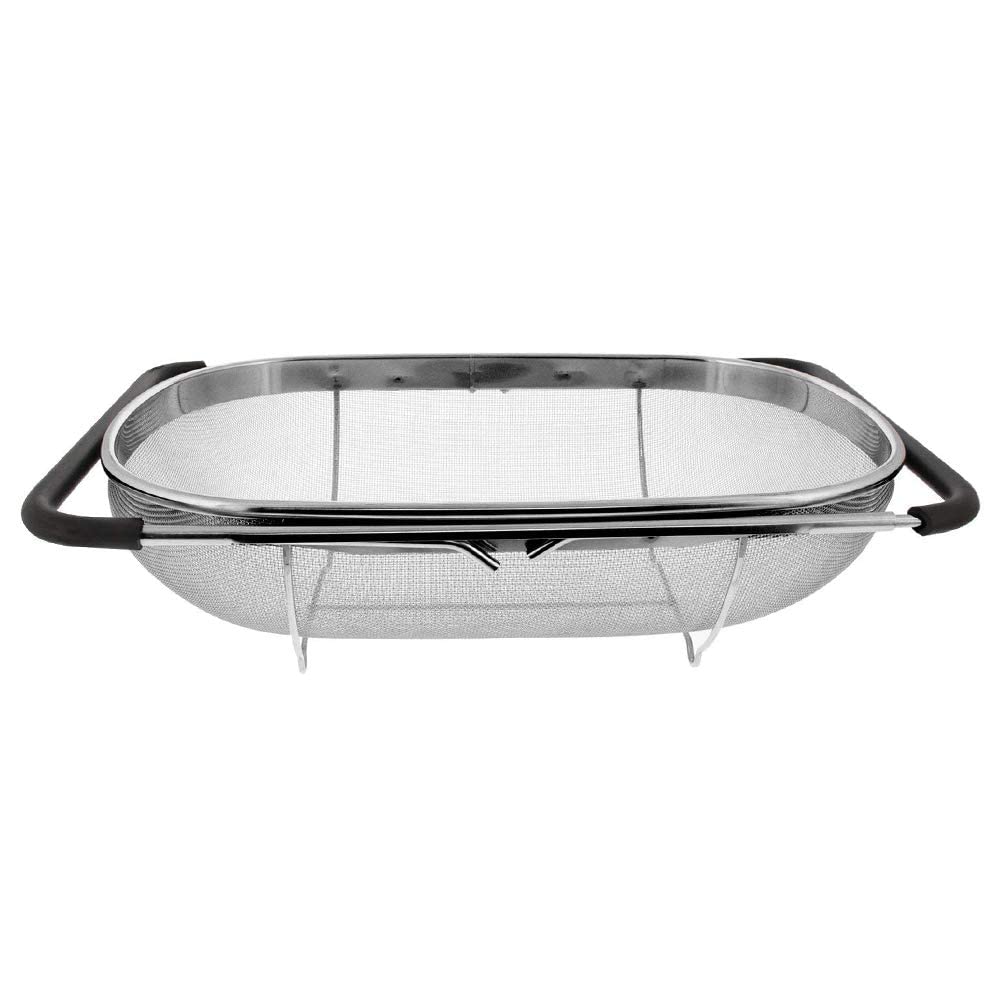 BLEQYS® Large Extendable Colander Strainer Over The Sink, Retractable Kitchen Basket to Wash Vegetables and Fruits, Food Strainers to Drain Pasta and Dry Dishes (Black) (Stainless Steel) (B0CBQ5C96F) Amazon Price History, Amazon Price Tracker