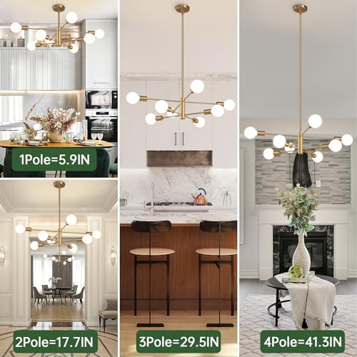 image for RUIYEY Modern Sputnik Chandeliers Light, 8-Light Gold Dining Room Chan