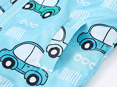 Image of TUIJI Toddler Boys Girls Cartoon Print Zip Jacket Hooded Trench Lightweight Kids Coats Windbreaker Casual Outerwear
