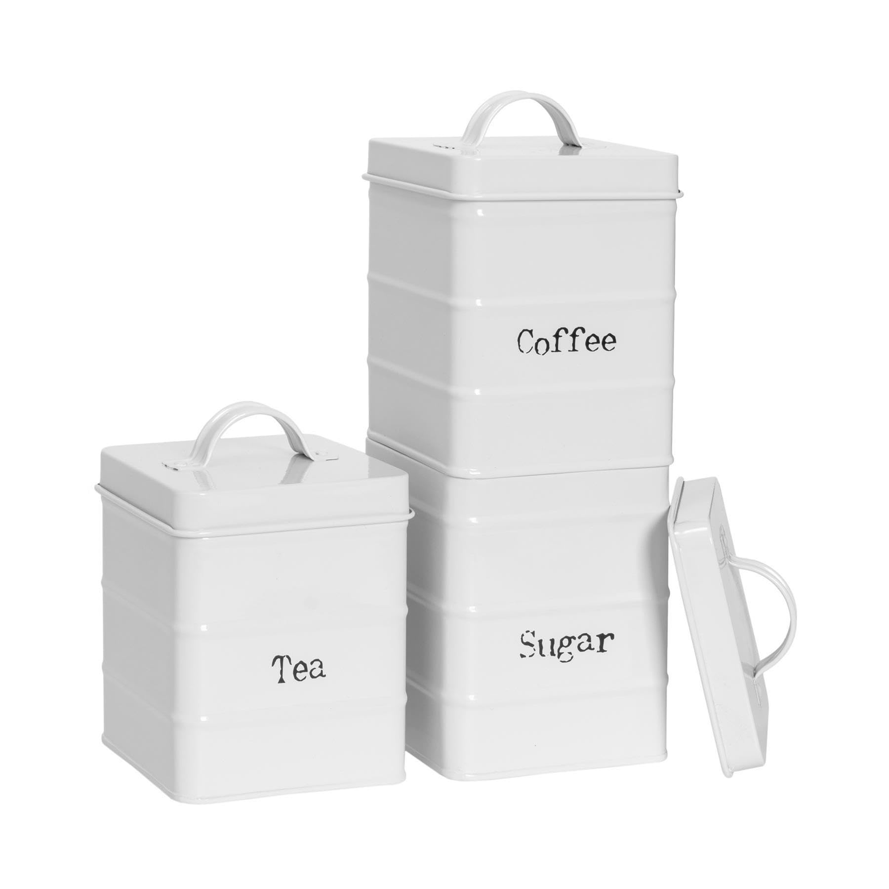 Harbour Housewares - Vintage Metal Kitchen Tea Coffee Sugar Canisters