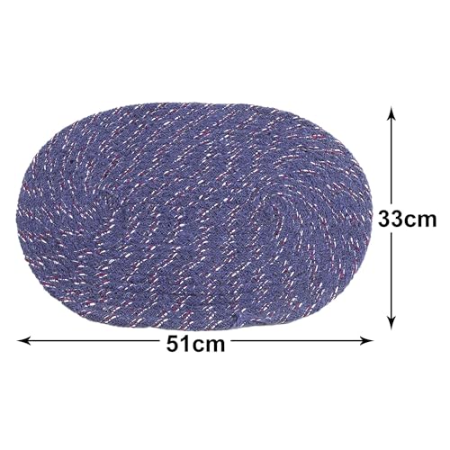 Image of Kuber Industries Pack of 2 Doormat for Home Entrance | Anti-Skid Oval Foot Mat | Floor Mat for Bedroom Kitchen Office | Room Mat | Blue