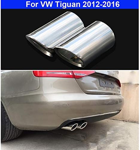 2pcs Silver Stainless Steel Exhaust Tail Rear Muffler Tip Tailpipe Trim For VW Tiguan 2012 2013 2014 2015 2016