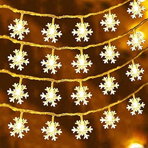 Satohom Snowflake String Lights Battery Operated LED Fairy Lighting Light Copper Core Decorative Lights 6M 40 PCS LED Night Light Starry Lights for Christmas Brirthday Garden Bedroom Party Indoor Kid Cover