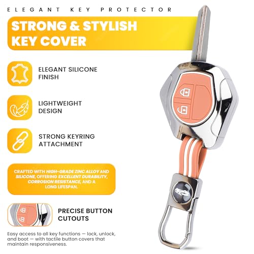 Image of Coll of Fest Premium Metal Key Cover Compatible with Maruti Suzuki Swift | Alto | Ertiga | Baleno | Vitara Brezza | S-Presso | Celerio | Ignis | Dzire | S-Cross | Ciaz 2 Button Smart Key
