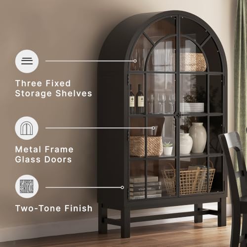 Image of Signature Design by Ashley Basinger Arched Display Cabinet, Black /Brown
