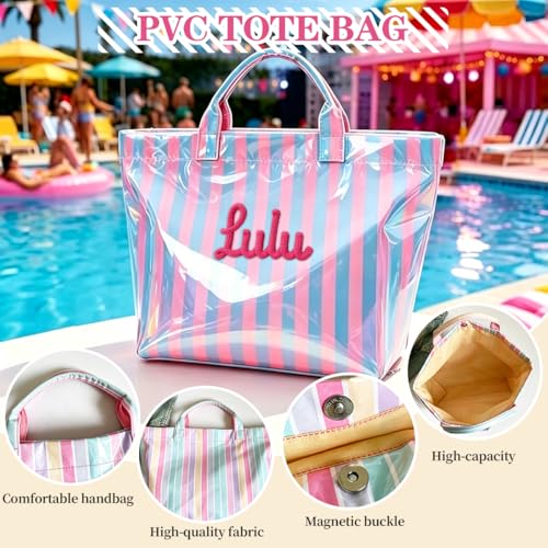 Bolso tote a rayas de PVC para mujer miniatura 4