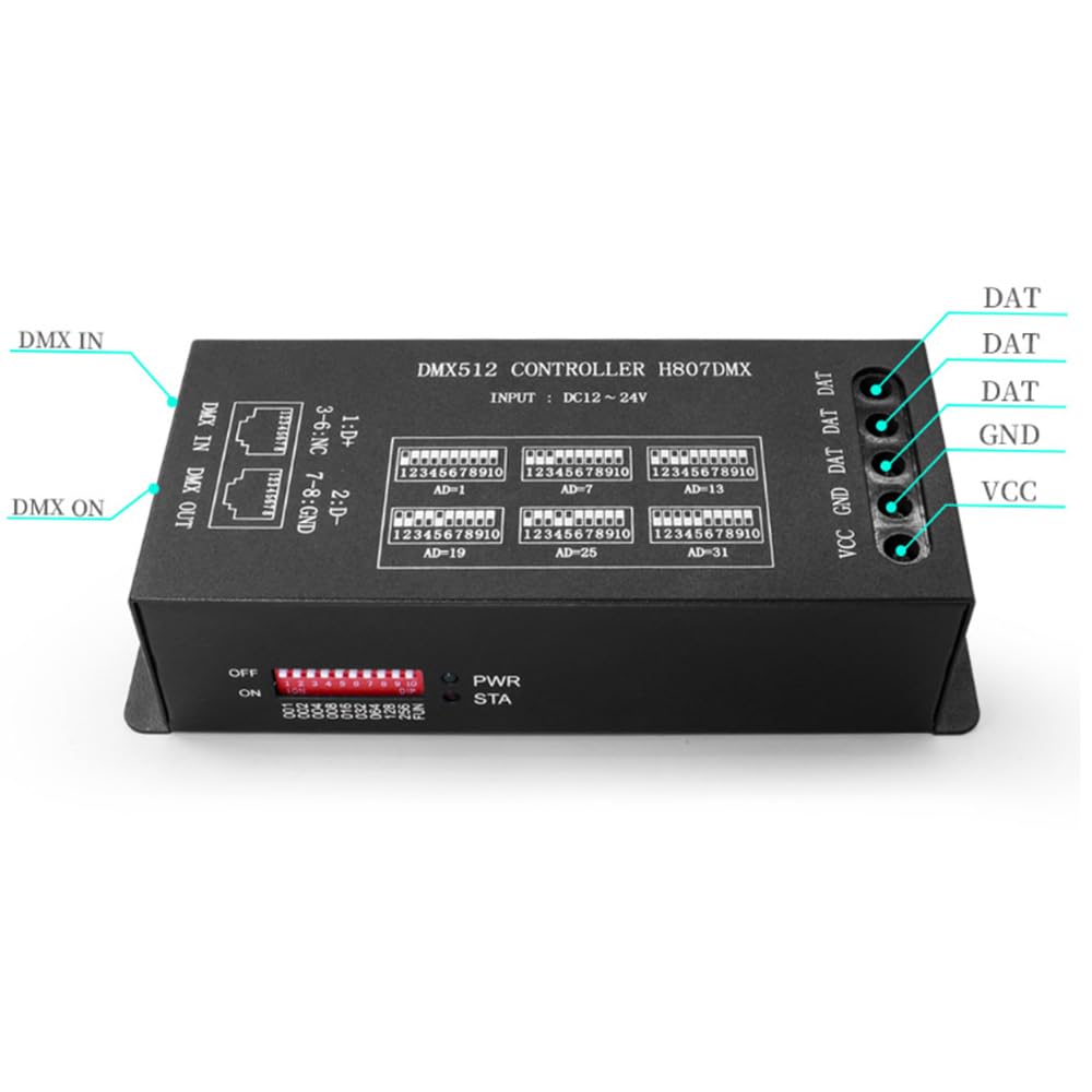 H807 DMX512 palcoscenico luce LED controller 1024Pixel 13 canali DMX WS2811 WS2812B WS2813 WS2815 Pixel LED striscia controller