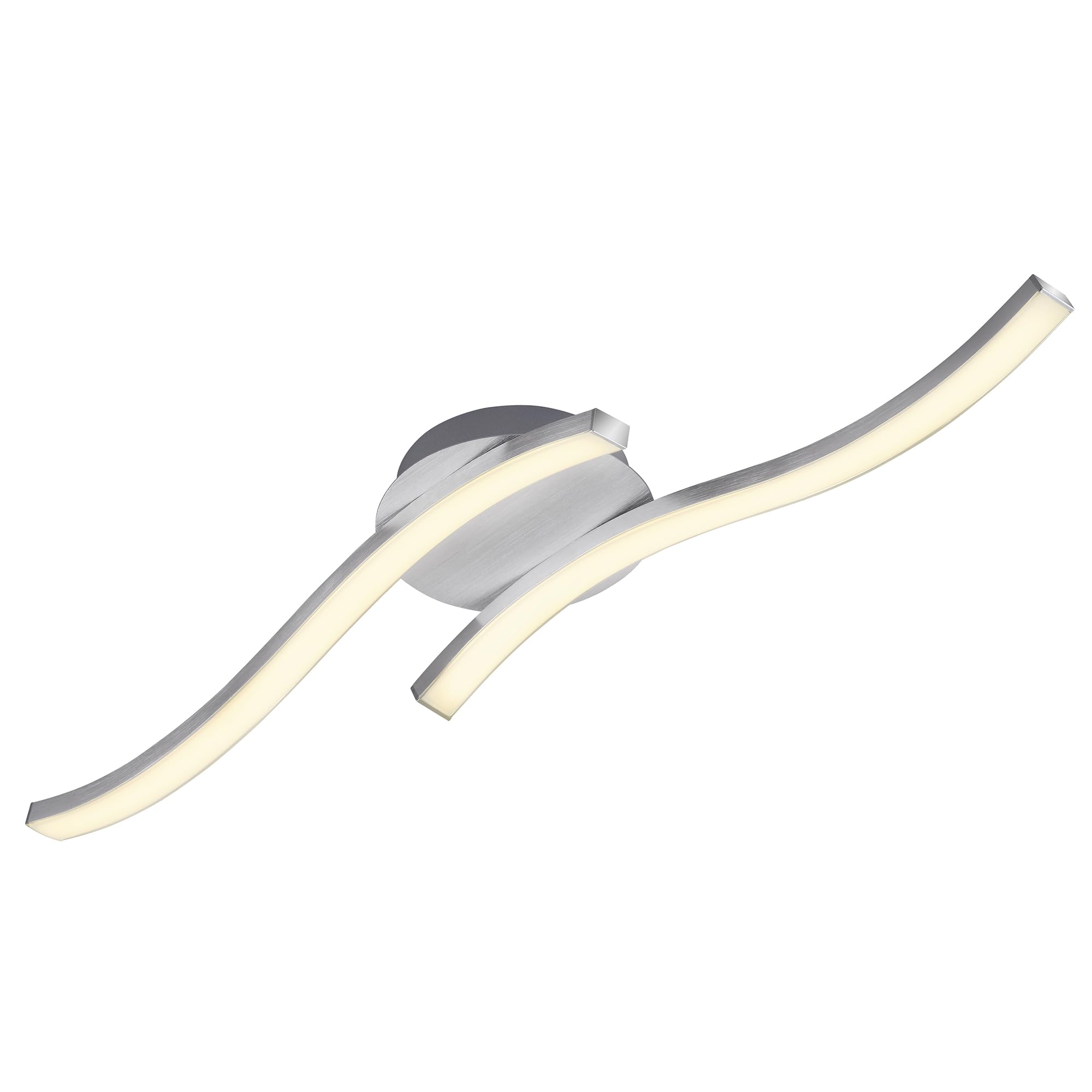 Briloner Leuchten – LED Deckenleuchte, wellenförmige Deckenlampe, 2-flammig, 2 x 6W, warm weißes Licht, 55.4 cm, aluminiumfarbig, Aluminium