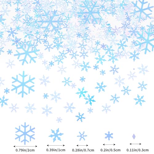 Image of FOIMAS 4000pcs Christmas Snowflake Confetti,Iridescent Snowflake Confetti Metallic Table Scatter Glitter for Winter Wonderland Party Home Decoration