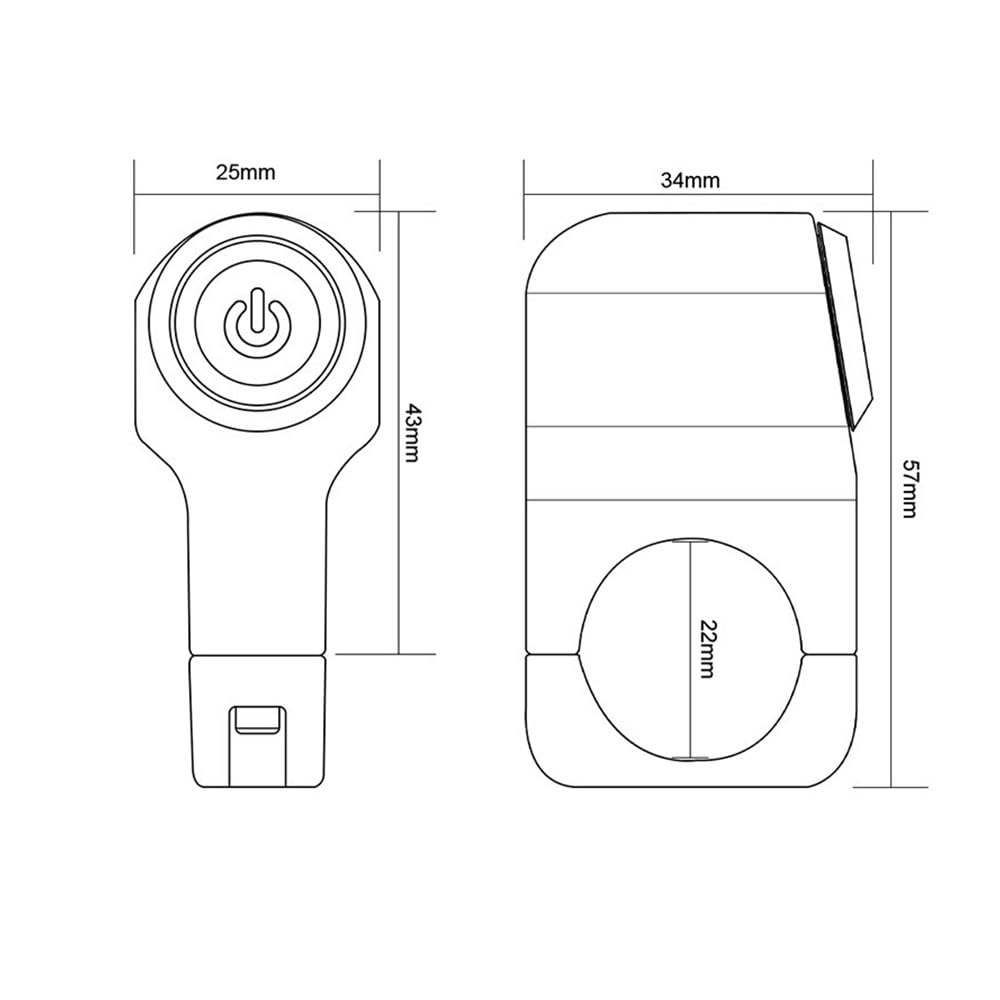 Commutateur Bouton Guidon Moto Interrupteur De Guidon pour Moto, 22 Mm, 7/8", Bouton d'alimentation pour Phares, Marche/arrêt, pour VTT, Sport, Tout-Terrain, Démarrage